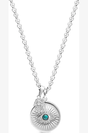 Nialaya Collier Evil Eye Hamsa Hand à pendentif