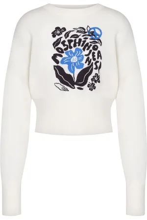 Moschino Pull en laine à fleurs en intarsia