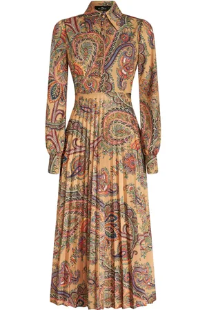Etro Robe plissée à motif cachemire