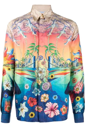 Casablanca Chemise en soie à imprimé graphique