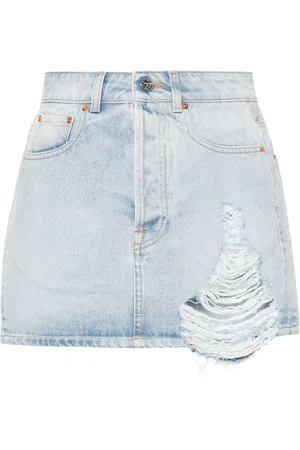 Vetements Minijupe en jean à effet usé
