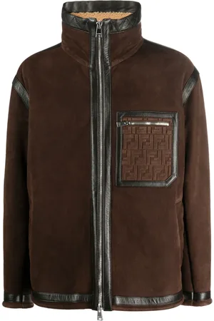 Fendi Veste en peau lainée à logo embossé