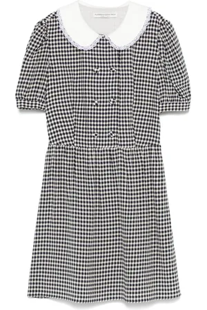 Alessandra Rich Robe courte en soie à carreaux vichy