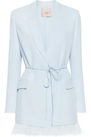 Twin-Set Blazer en satin bordé de plumes