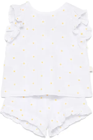 Il gufo Ensemble short à fleurs brodées