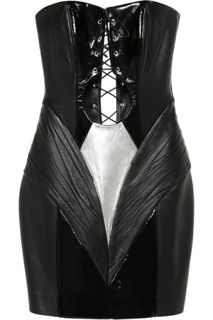 MITILIANE COUTURE Robe courte en cuir à détail de laçage