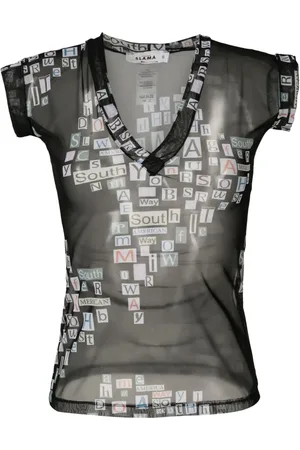 AMIR SLAMA T-shirt transparent à slogan imprimé