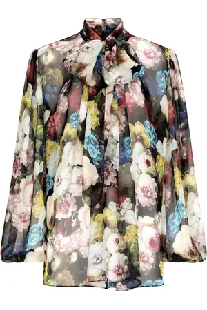 Dolce & Gabbana Blouse fleurie à détail de foulard