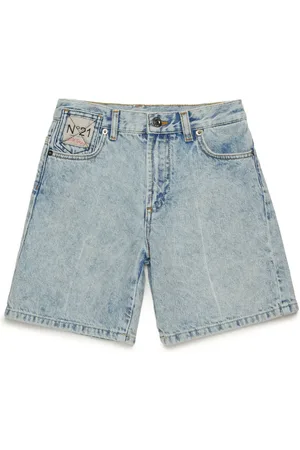 Nº21 Short en jean à patch logo