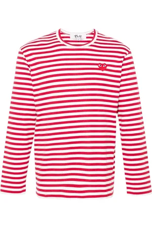 Comme des Garçons T-shirt rayé à patch cœur