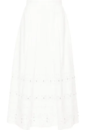 HUISHAN ZHANG Jupe plissée mi-longue à broderie anglaise