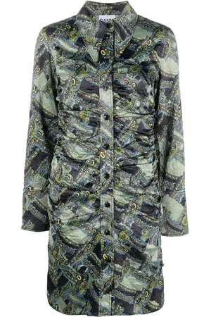 Ganni Robe boutonnée à motif cachemire