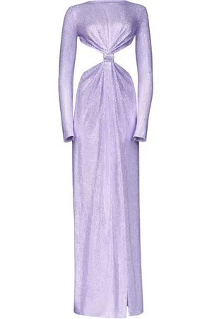 AREA Robe longue à ornements en cristal