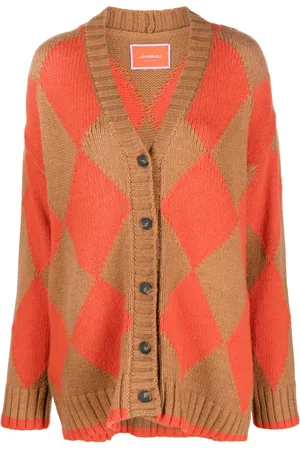La DoubleJ Cardigan crop en laine à losanges
