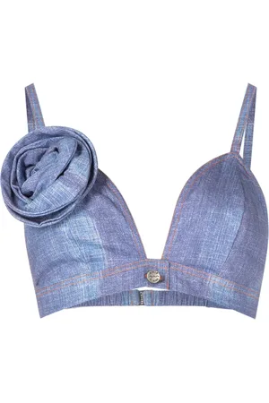 AMIR SLAMA Haut crop à fleur appliquée