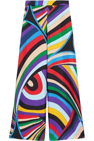 Puccini Pantalon en soie à imprimé Iride