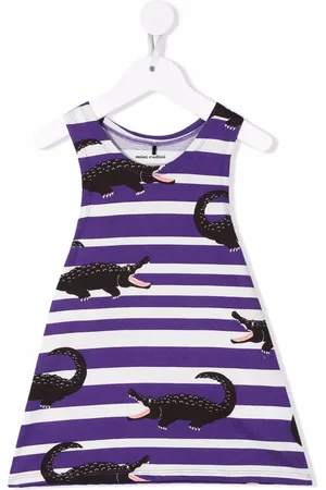 Mini Rodini Robe rayée en coton biologique à imprimé crocodiles