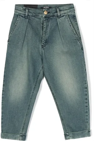 Balmain Jean plissé à patch logo