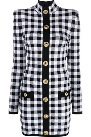 Balmain Robe courte à carreaux vichy