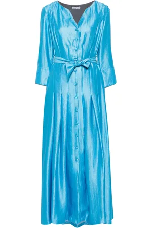 Baruni Robe longue en soie à taille ceinturée