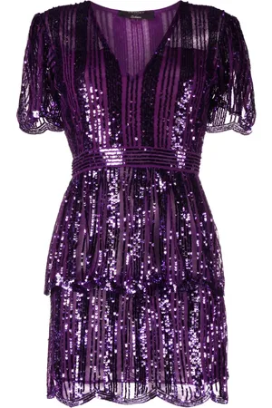 Twin-Set Robe courte ornée de sequins à col v