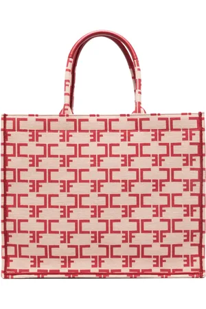 Elisabetta Franchi Sac cabas en cuir à logo en jacquard