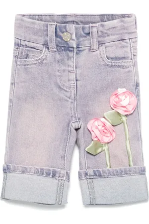 MONNALISA Jean à appliques fleurs