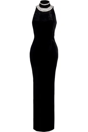 Balmain Robe longue en velours à ornements en cristal