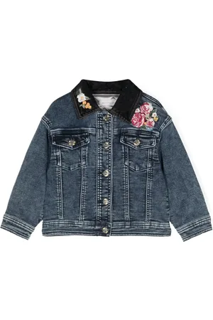 MONNALISA Veste en jean à fleurs brodées