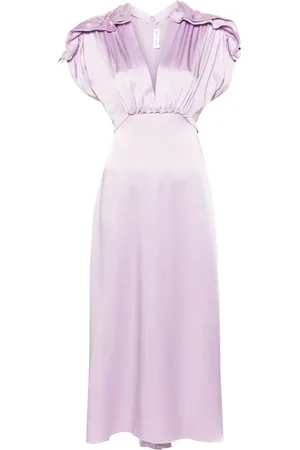 Victoria Beckham Robe mi-longue en satin à volants