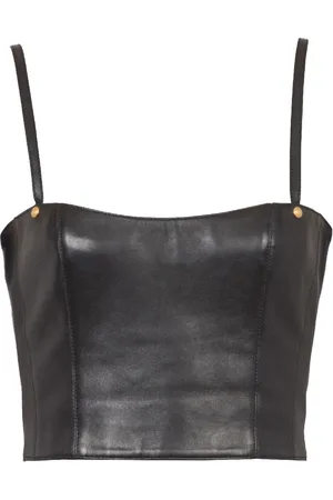 Balmain Haut crop en cuir