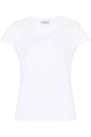 Twin-Set T-shirt en coton à fleurs appliquées