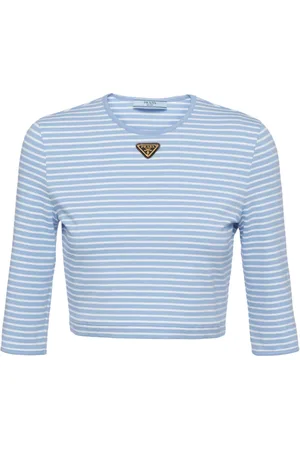 Prada T-shirt crop à rayures