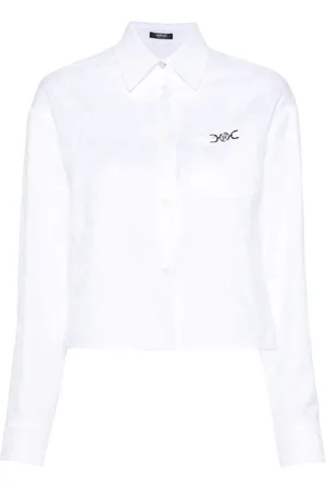 VERSACE T-shirt crop à motif Barocco en jacquard
