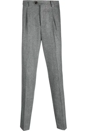 Brunello Cucinelli Pantalon de costume en laine vierge à plis marqués
