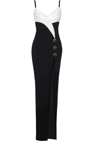Balmain Robe longue à design bicolore