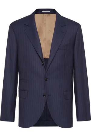 Brunello Cucinelli Blazer en laine vierge à fines rayures
