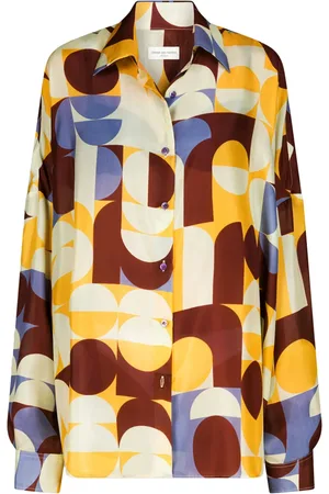 DRIES VAN NOTEN Chemise en soie à imprimé géométrique