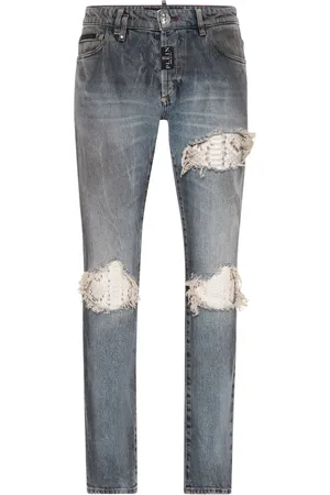 Philipp Plein Jean droit à effet usé