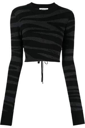 MONSE Pull crop à maille zébrée