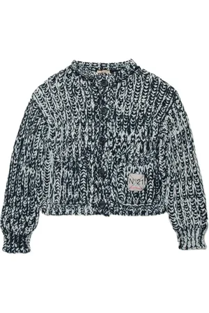 Nº21 Cardigan en maille épaisse à logo appliqué