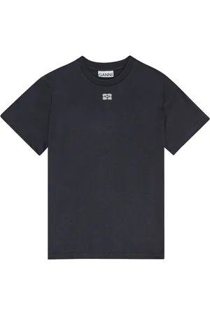 Ganni T-shirt en coton à logo strassé