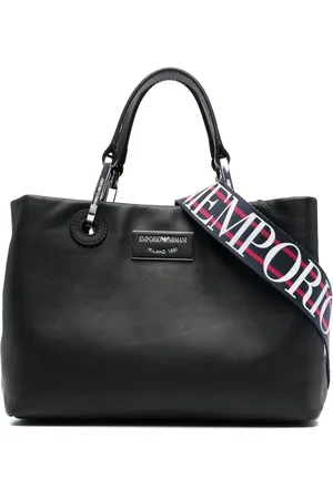 Emporio Armani Sac cabas en cuir à plaque logo