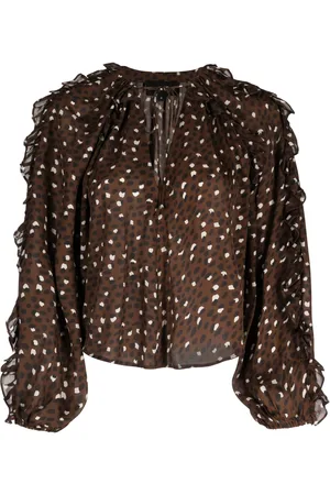 Cynthia Rowley Blouse volantée en soie à pois