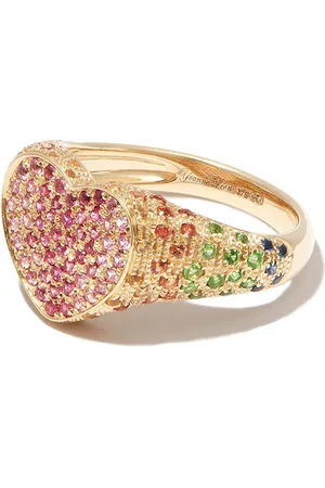YVONNE LÉON Chevalière en or 9ct sertie de diamants