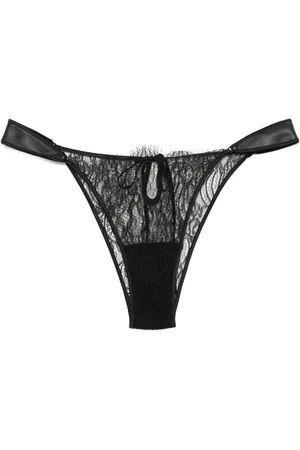 Kiki de Montparnasse Culotte en dentelle à bords en cuir