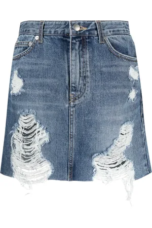GOEN.J Jupe en jean à effet usé