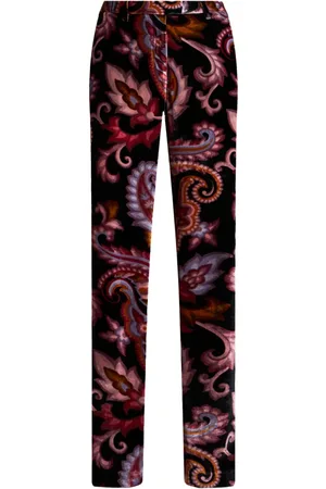 Etro Pantalon en velours à motif cachemire