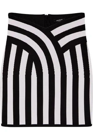 Balmain Minijupe en maille intarsia à rayures