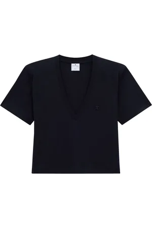 Courrèges T-shirt en coton à logo pailleté